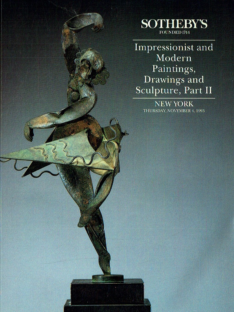 Sothebys November 1993 Impressionist and Modern Paintings, Drawin Digital Only