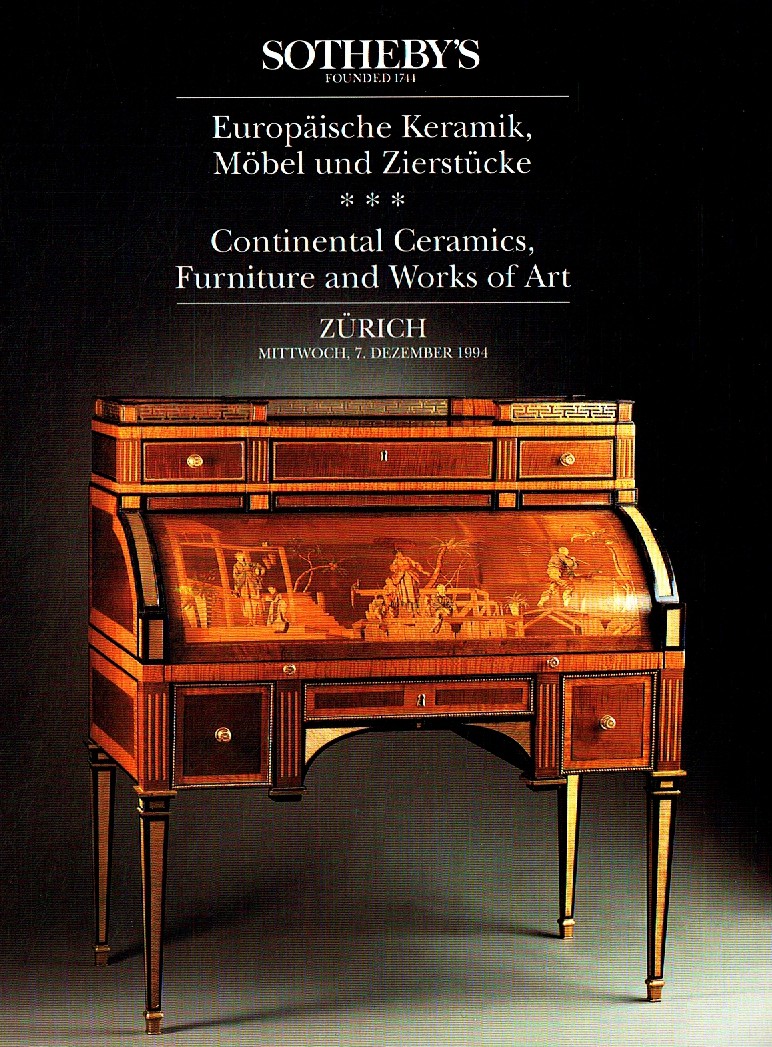 Sothebys December 1994 Continental Ceramics, Furniture and Works (Digital Only)