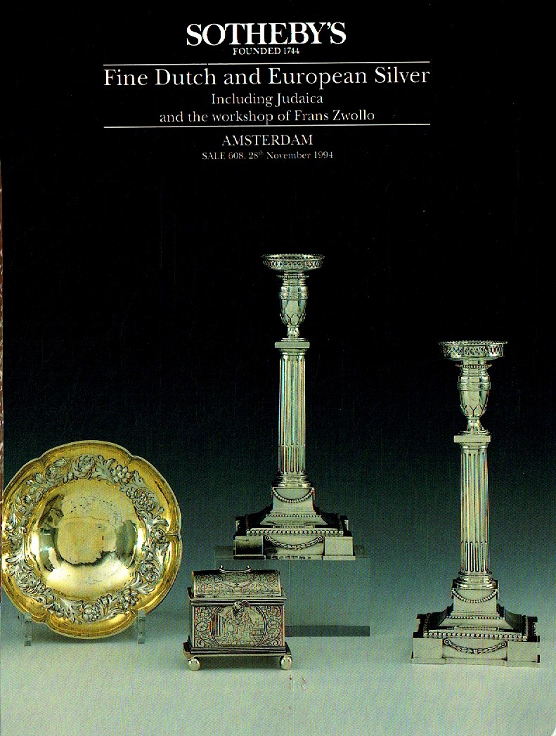 Sothebys November 1994 Fine Dutch and European Silver Including J (Digital Only)