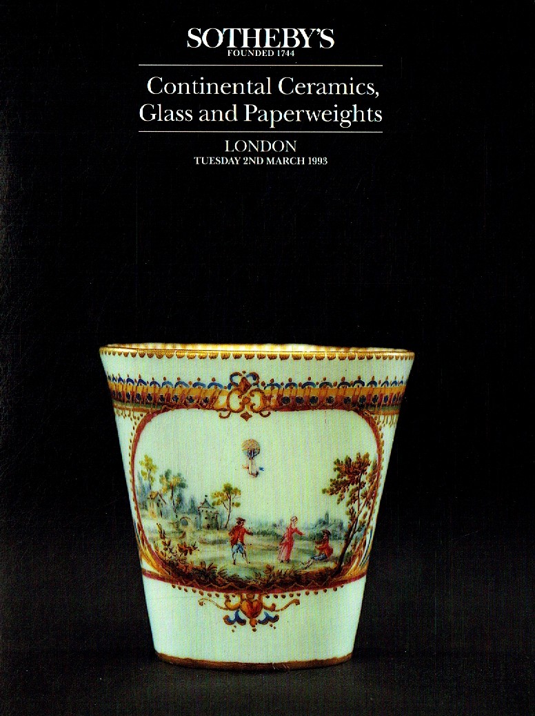 Sothebys March 1993 Continental Ceramics, Glass & Paperweights (Digital Only)