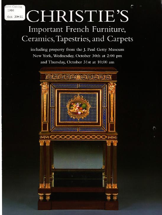 Christies October 1996 Important French Furniture, Ceramics, Tap (Digital Only)