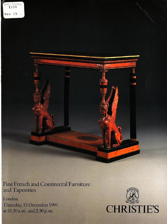 Christies December 1994 Fine French & Continental Furniture & Ta (Digital Only)