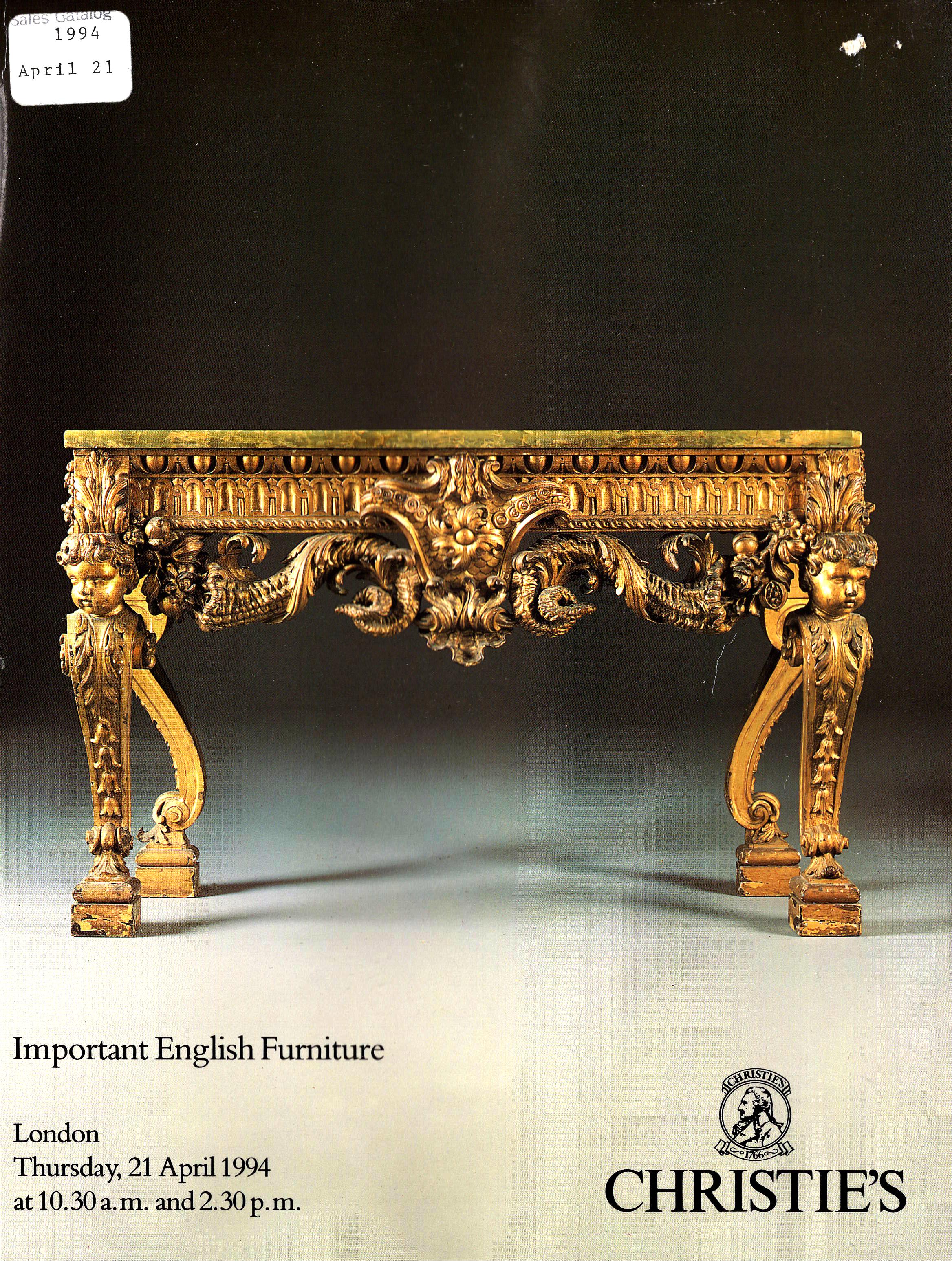 Christies April 1994 Important English Furniture (Digital Only)