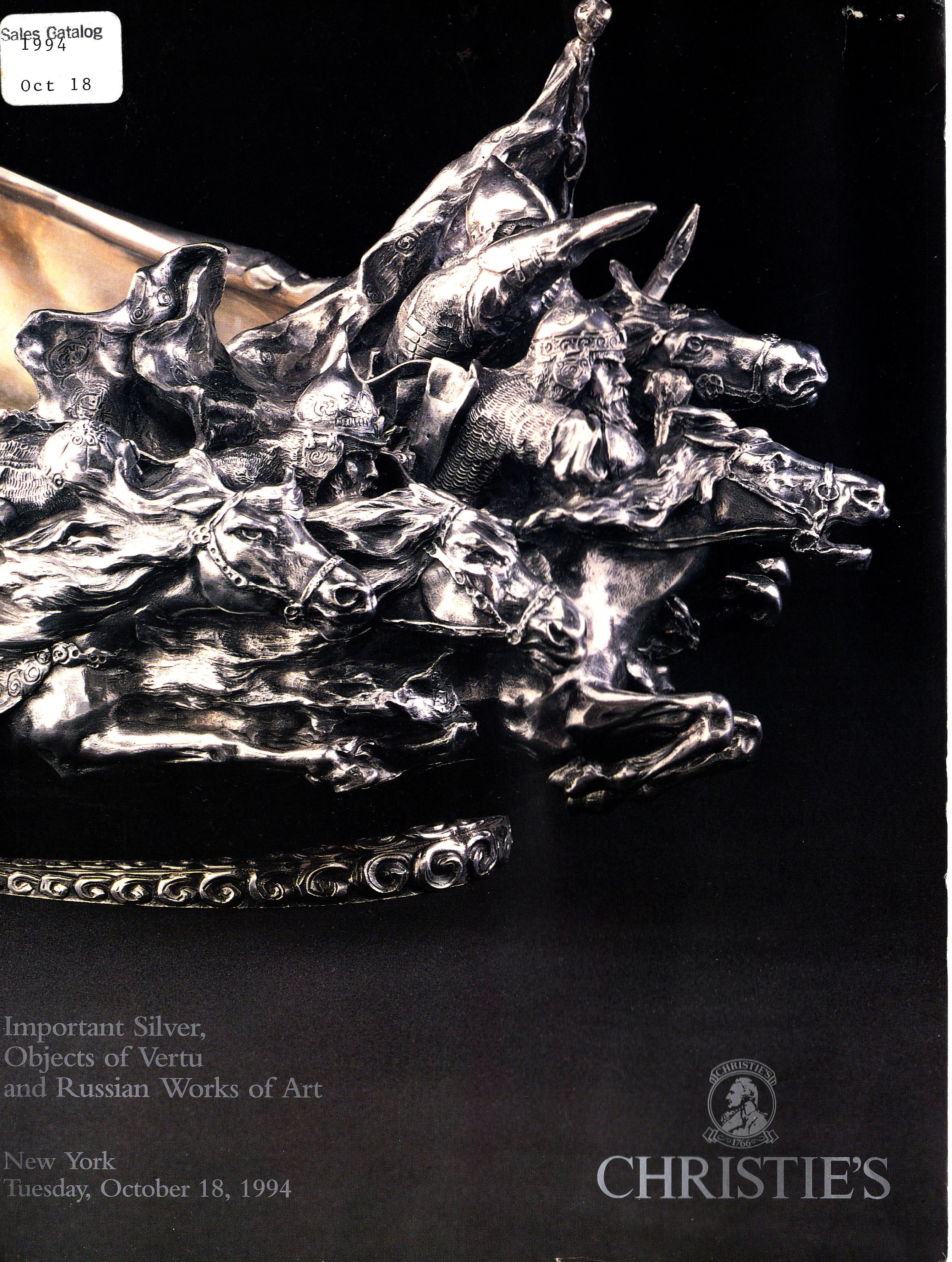 Christies October 1994 Important Silver Objects of Vetru & Works (Digital Only)