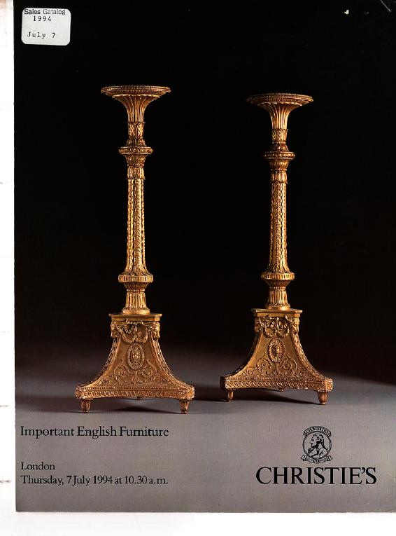 Christies July 1994 Important English Furniture (Digital Only)