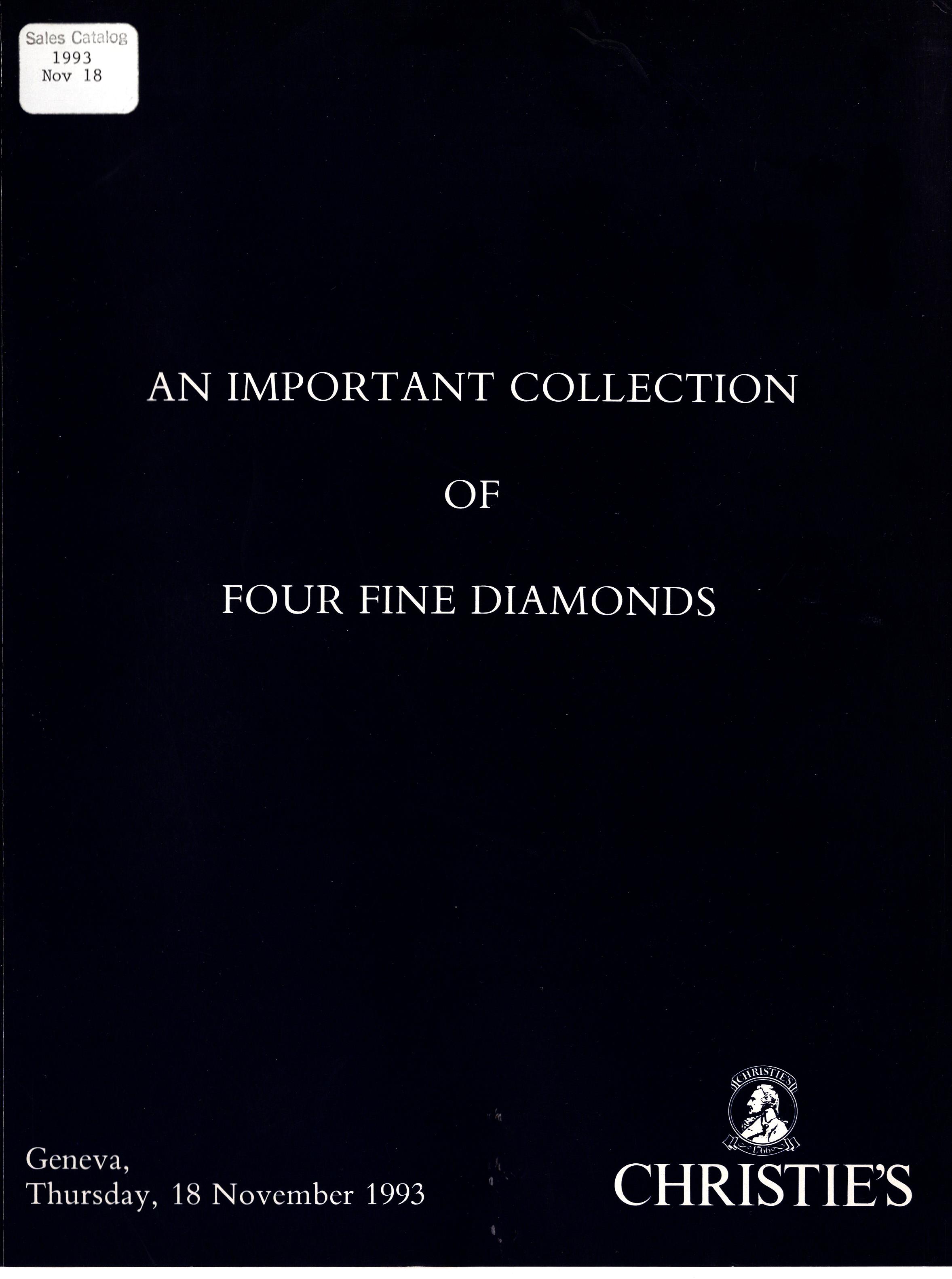 Christies November 1993 An Important Coll.- Four Fine Diamonds (Digital Only)