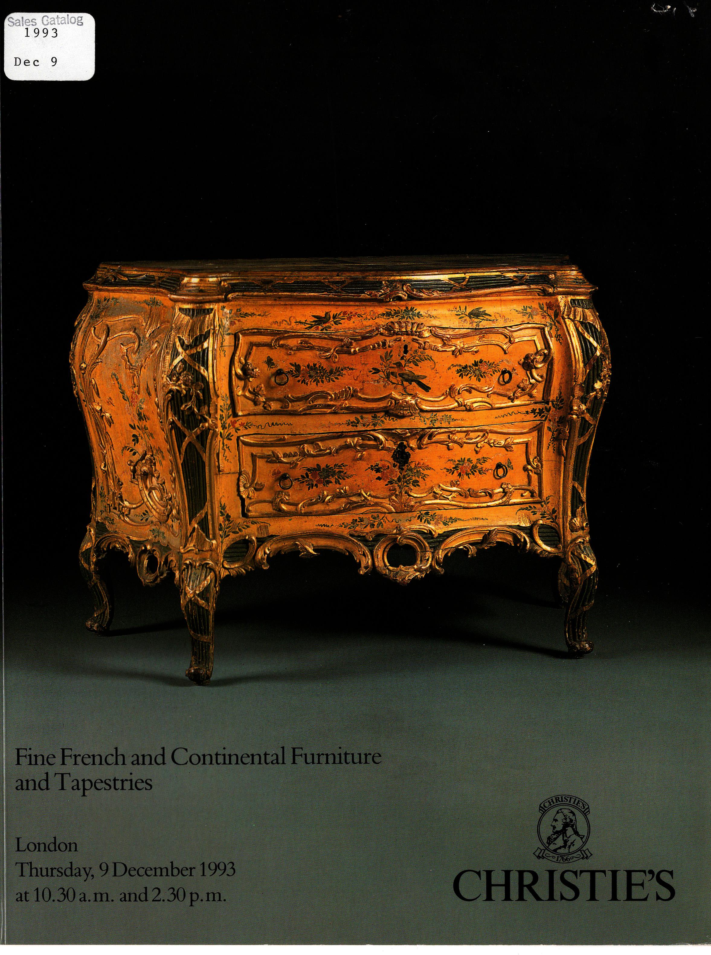 Christies December 1993 Fine French and Continental Furniture an (Digital Only)