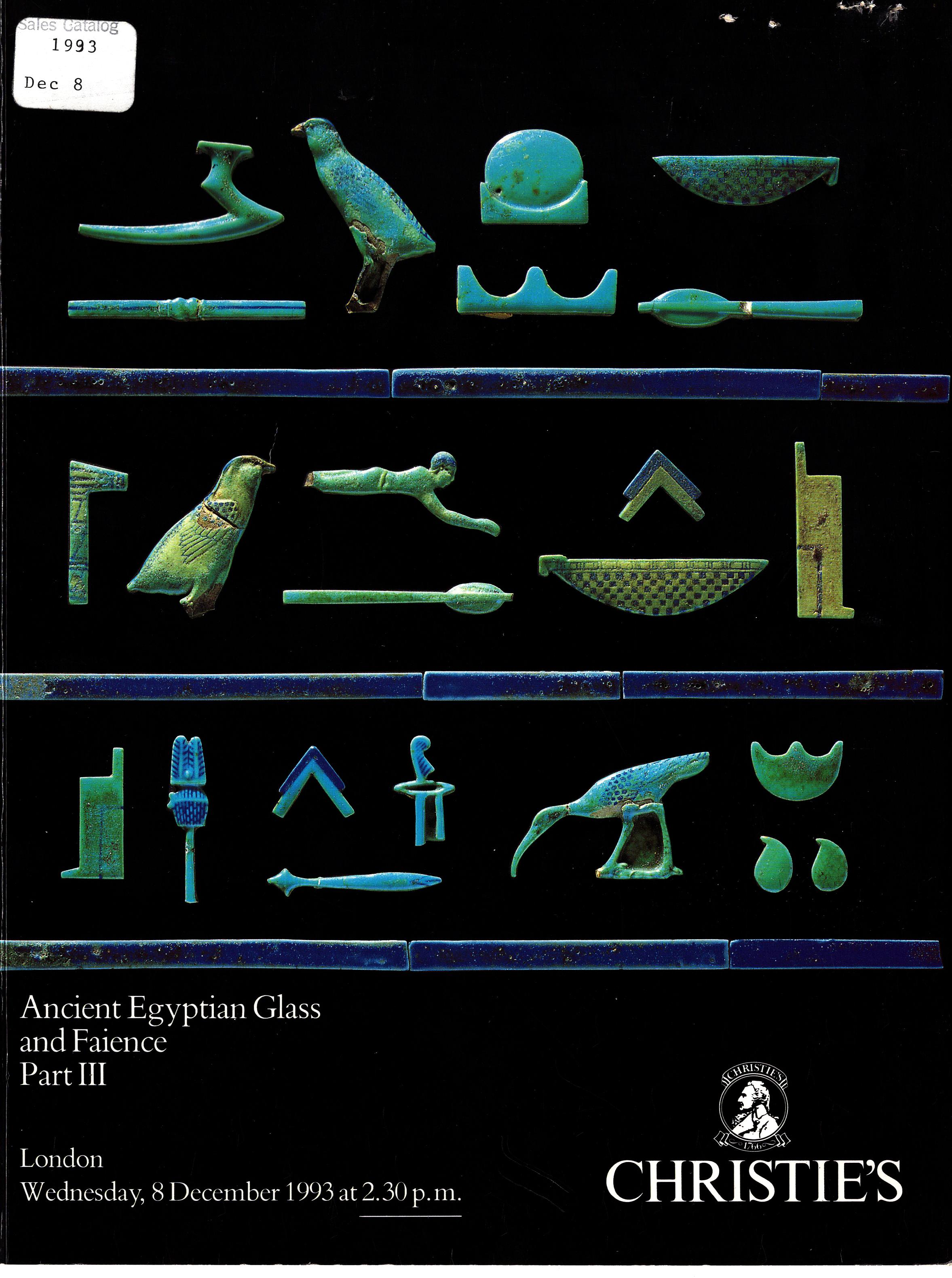 Christies December 1993 Ancient Egyptian Glass & Faience Part III (Digital Only