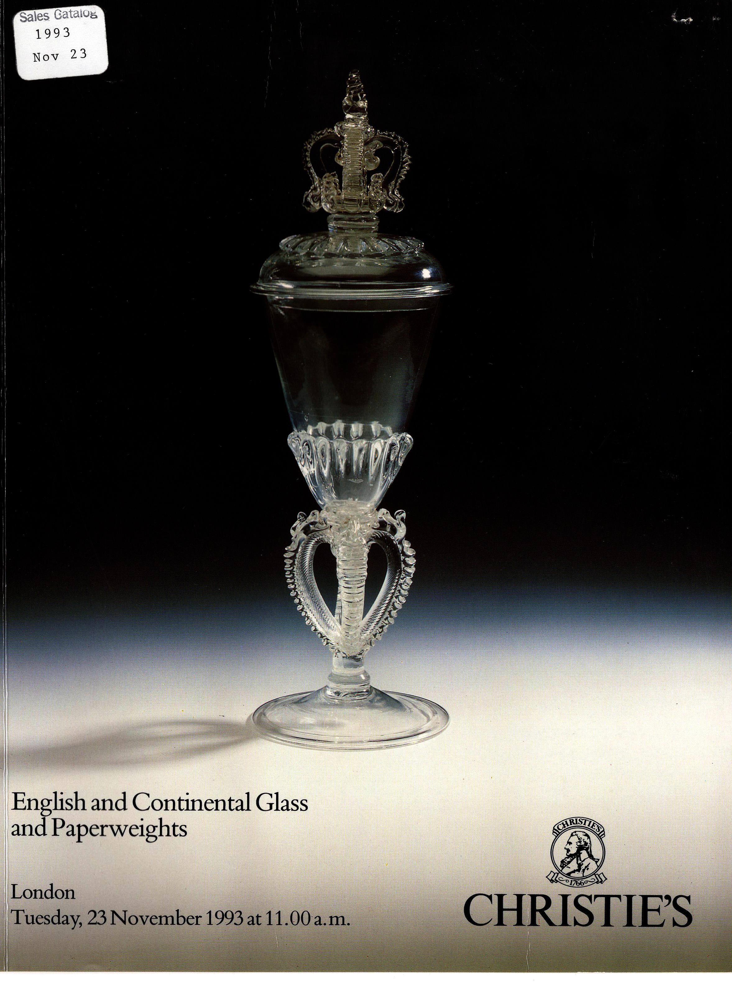 Christies November 1993 English & Continental Glass and Paperwei (Digital Only)