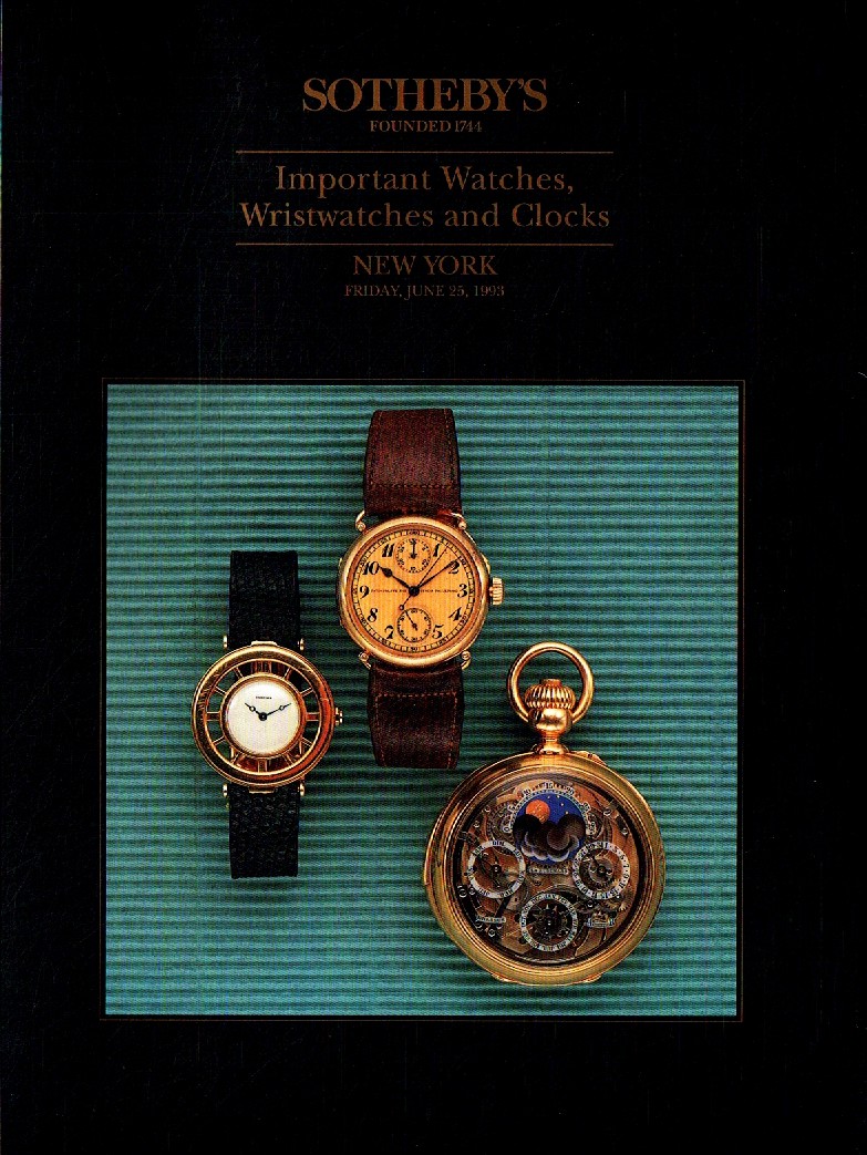 Sothebys June 1993 Important Watches, Wristwatches and Clocks (Digital Only)