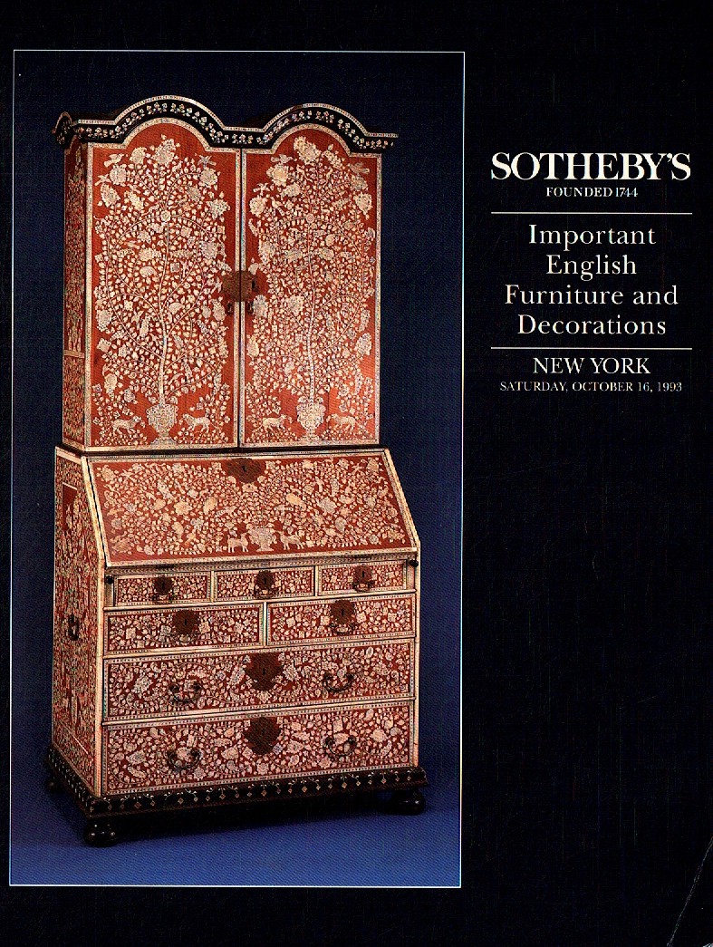 Sothebys October 1993 Important English Furniture and Decorations (Digital Only)