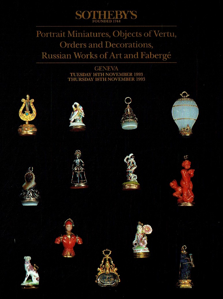 Sothebys November 1993 Portrait Miniatures, Objects of Ver (Digital Only)