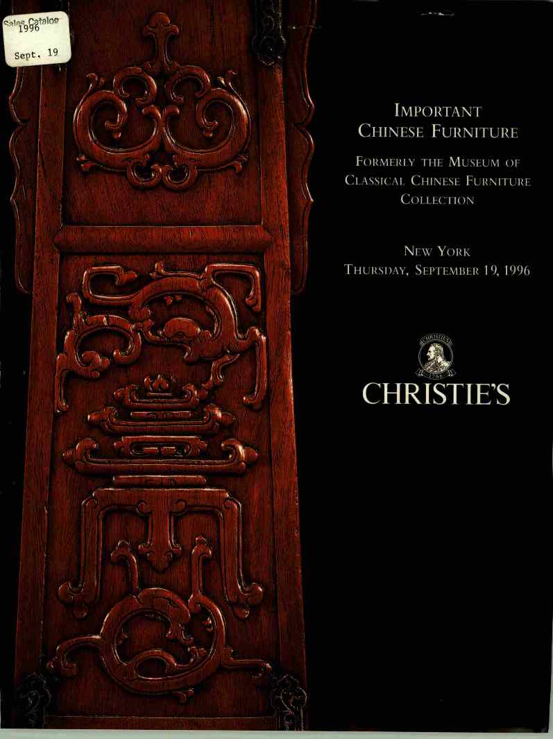 Christies September 1996 Important Chinese Furniture Formerly Th (Digital Only)