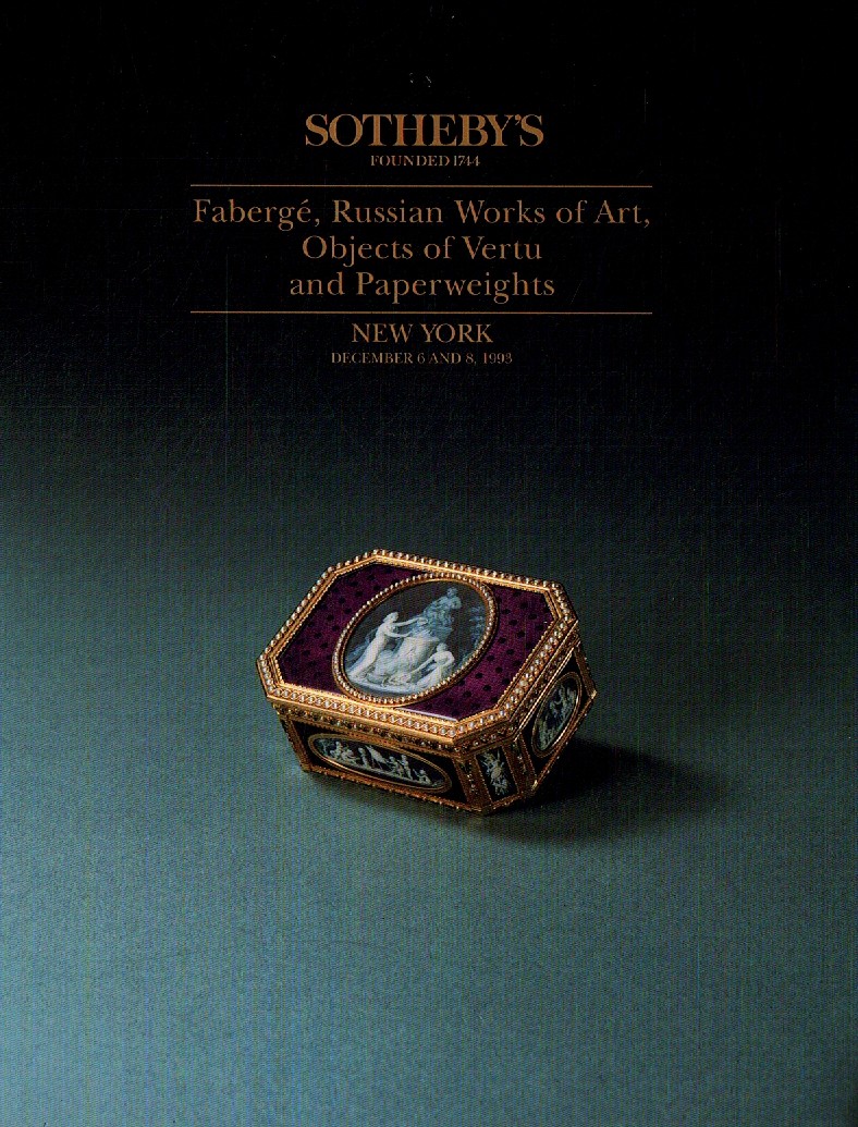 Sothebys December 1993 Faberg, Russian Works of Art, Objects (Digital Only)