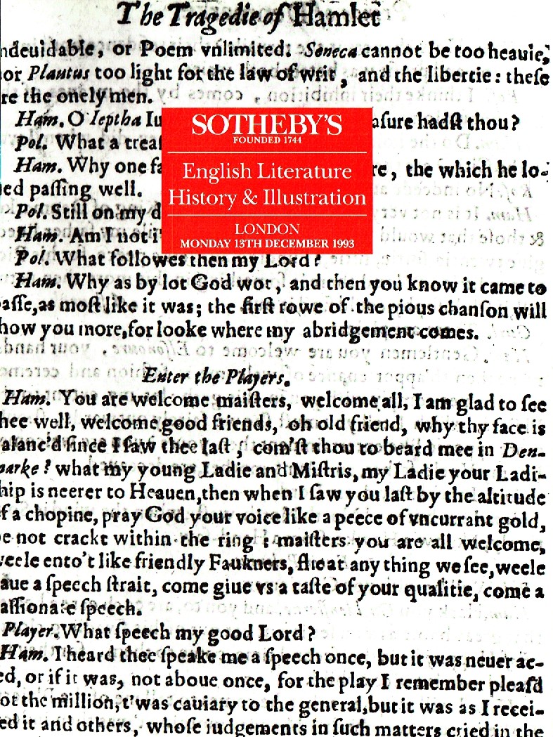 Sothebys December 1993 English Literature History & Illustration (Digital Only)