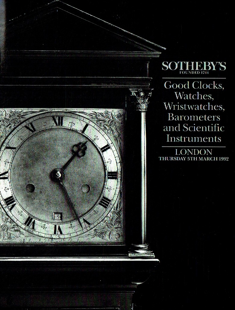 Sothebys March 1992 Good Clocks, Watches, Wristwatches, Barometer (Digital Only)