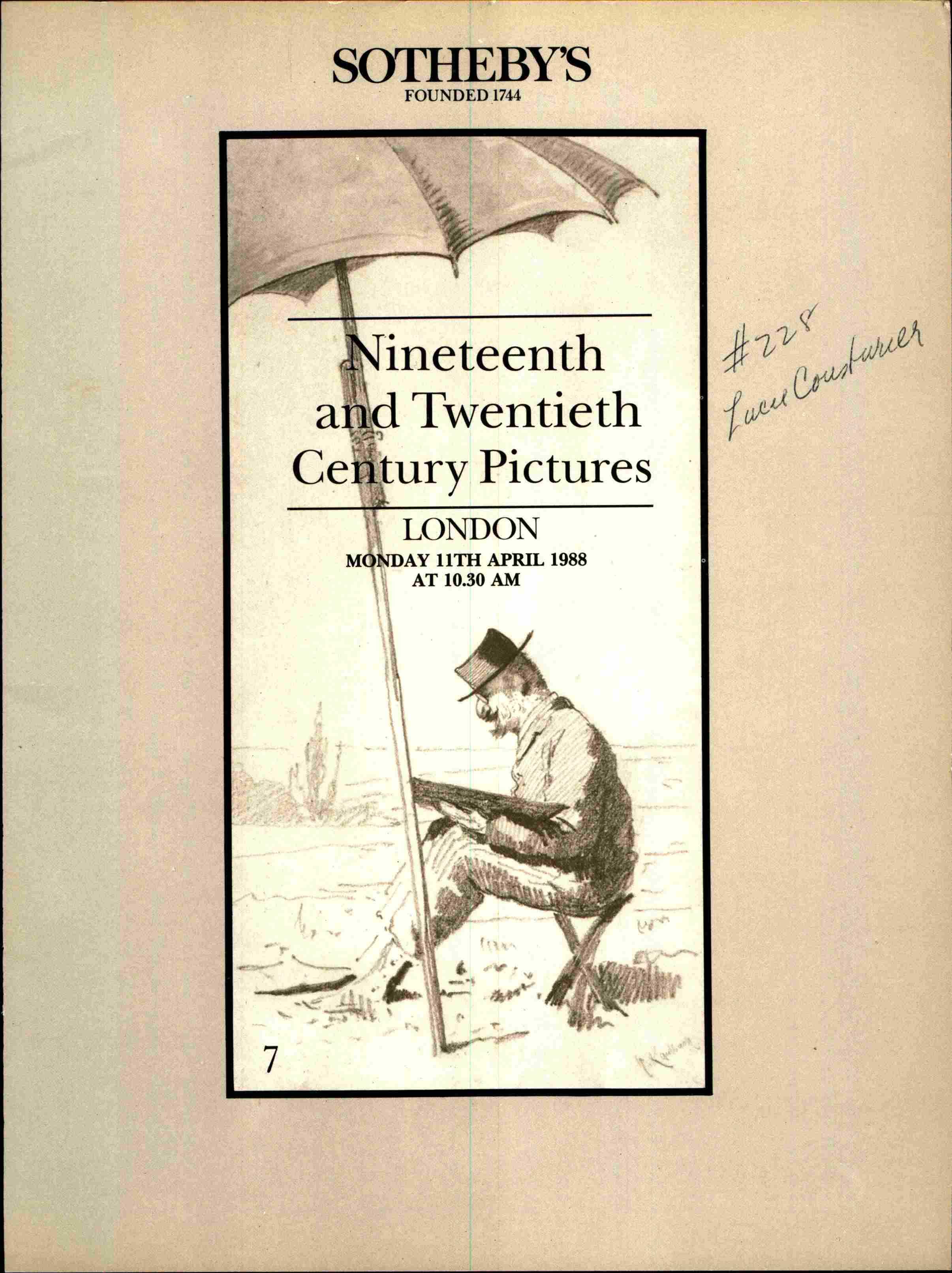 Sothebys April 1988 Nineteenth & Twentieth Century Pictures (Digital Only)