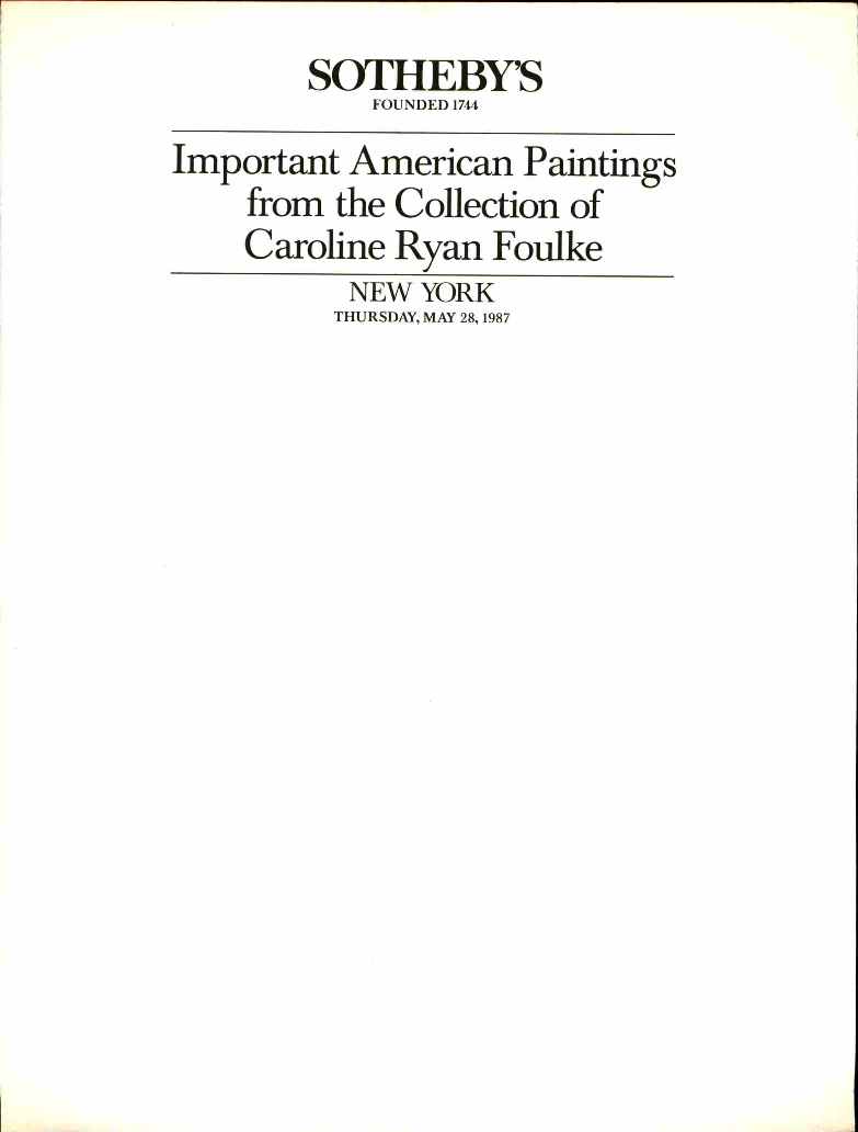 Sothebys May 1987 Important American Paintings from the Collectio (Digital Only