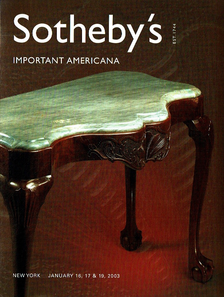 Sothebys January 2003 Important Americana (Digital Only)