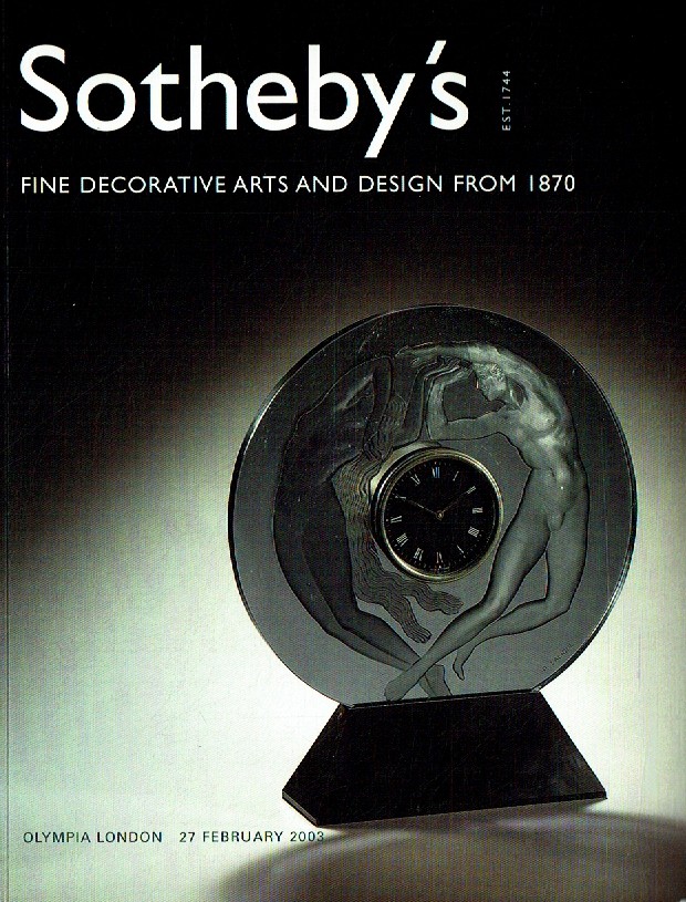 Sothebys February 2003 Fine Decorative Arts & Design from 1870 (Digital Only)