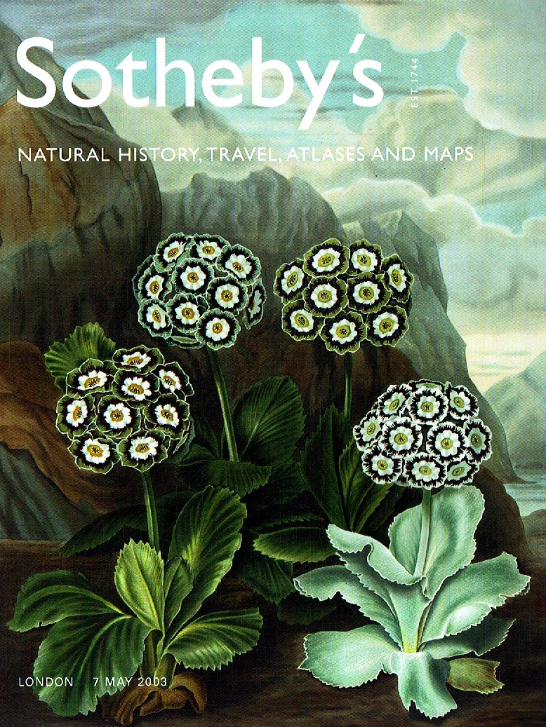 Sothebys May 2003 Natural History, Travel, Atlases and Maps (Digital Only)