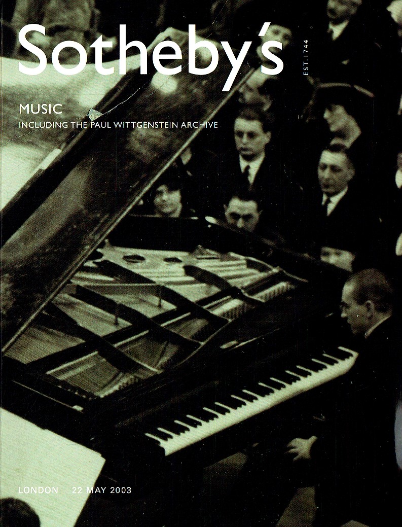 Sothebys May 2003 Music including the Paul Wittgenstein Archive (Digital Only)