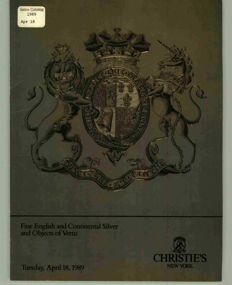 Christies April 1989 Fine English & Continental Silver and Objec (Digital Only)