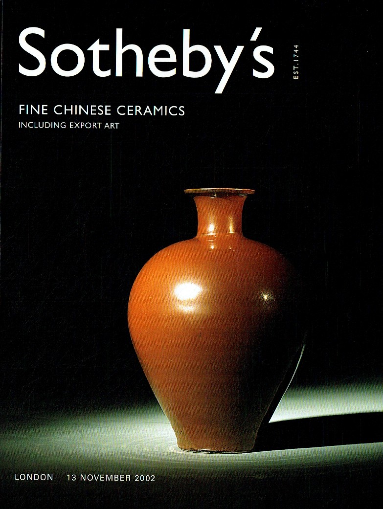 Sothebys November 2002 Fine Chinese Ceramics Including Export Art (Digital Only