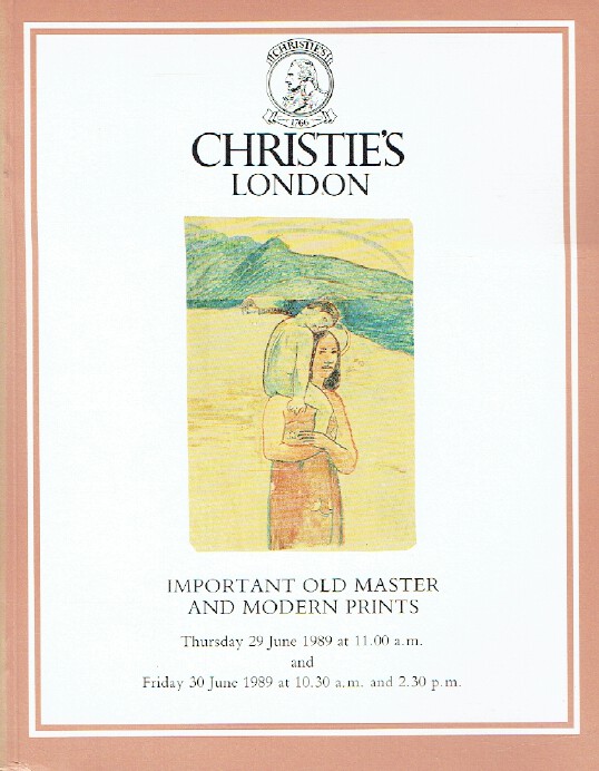 Christies June 1989 Important Old Master and Modern Prints (Digital Only)