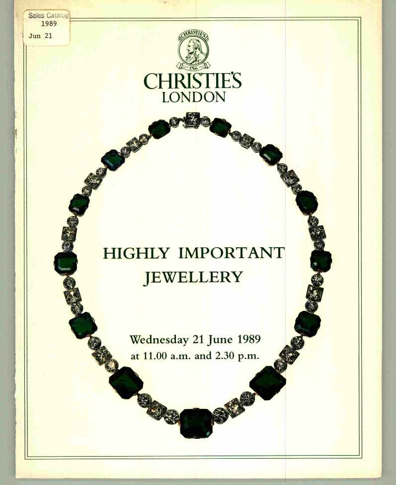 Christies June 1989 Highly Important Jewellery (Digital Only)