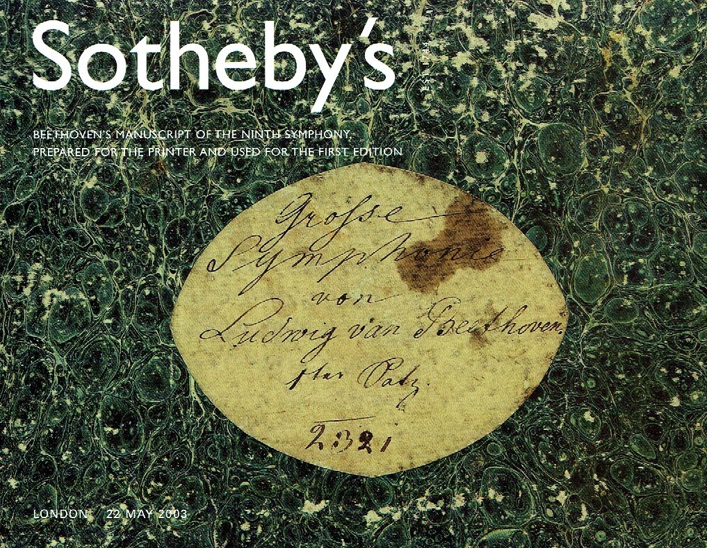 Sothebys May 2003 Beethovens Manuscript of the Ninth Symphony, Pr (Digital Only)