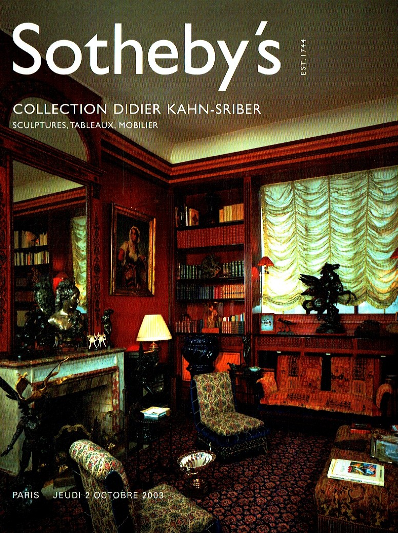 Sothebys October 2003 Didier Kahn-Sriber Collection Sculptures, P (Digital Only)