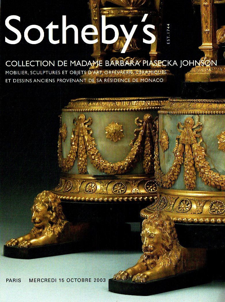 Sothebys October 2003 Collection of Madame Barbara Piasecka Johns (Digital Only)