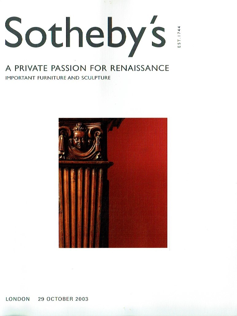 Sothebys October 2003 A Private Passion for Renaissance, Importan (Digital Only)