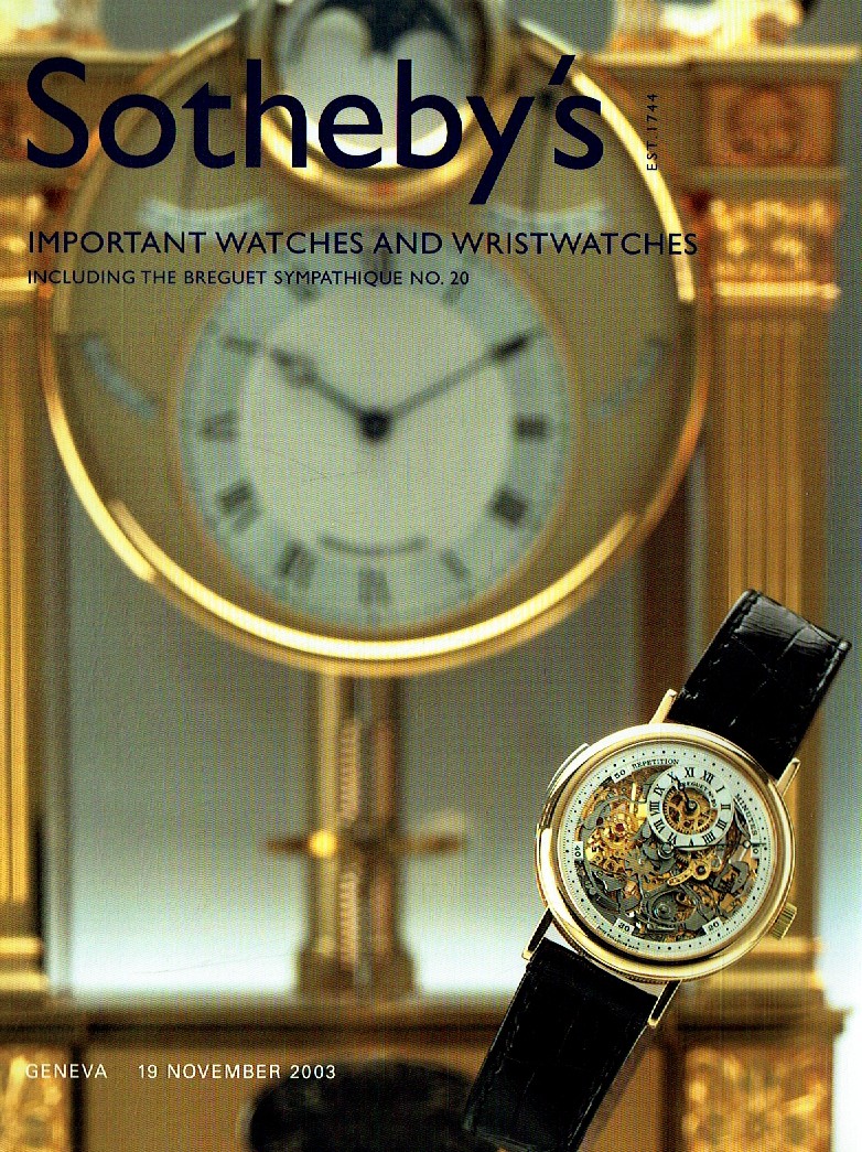 Sothebys November 2003 Important Watches & Wristwatches including (Digital Only)