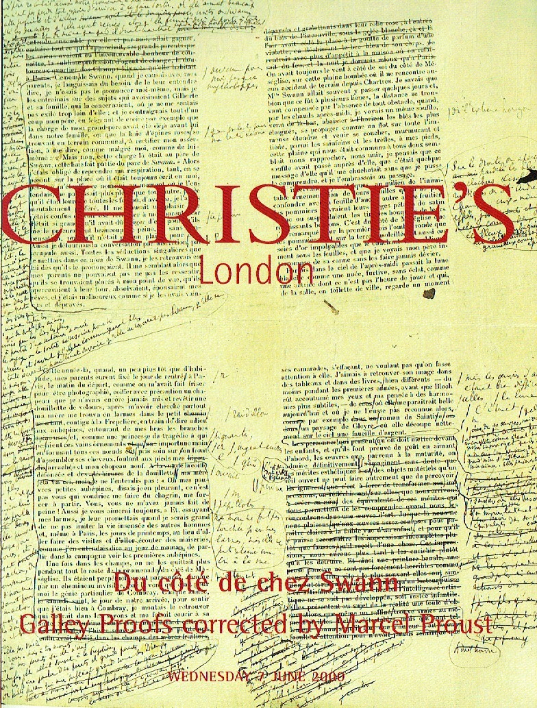 Christies June 2000 Du Cote de Chez Swann Galley Proofs Correcte (Digital Only)