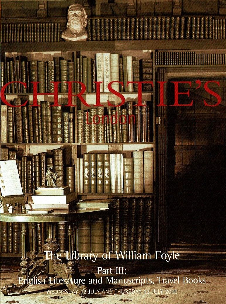 Christies July 2000 The Library of William Foyle Part 3 E (Digital Only)