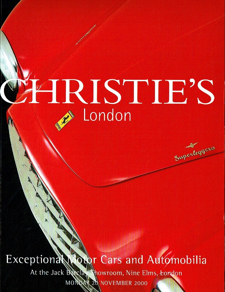 Christies November 2000 Exceptional Motor Cars and Automobilia (Digital Only)