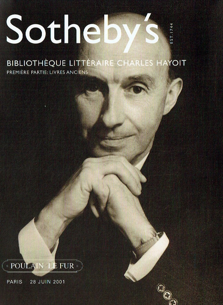 Sothebys June 2001 Bibliotheque Litteraire Charles Hayoit Premier (Digital Only