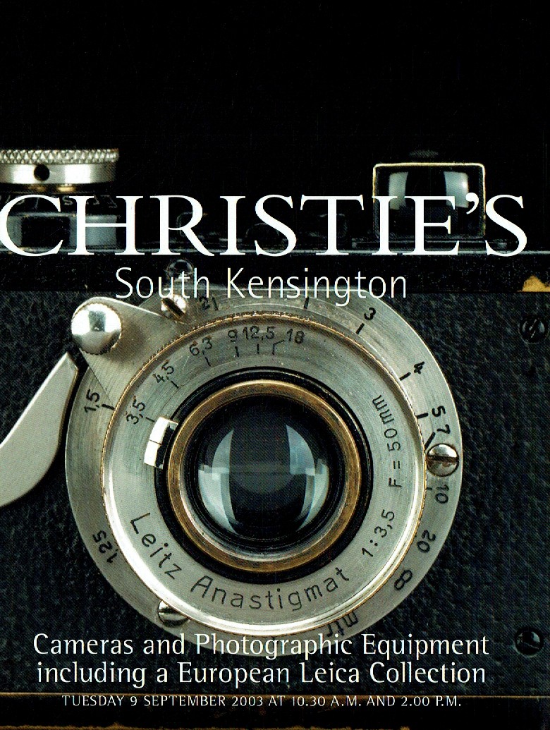 Christies September 2003 Cameras & Photographic Equipment includ (Digital Only)