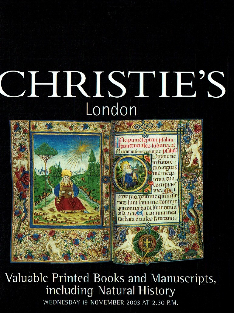 Christies November 2003 Valuable Printed Books and Manuscripts, (Digital Only)