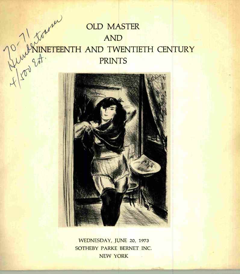 Sothebys June 1973 Old Master & 19th and 20th Century Prints (Digital Only)