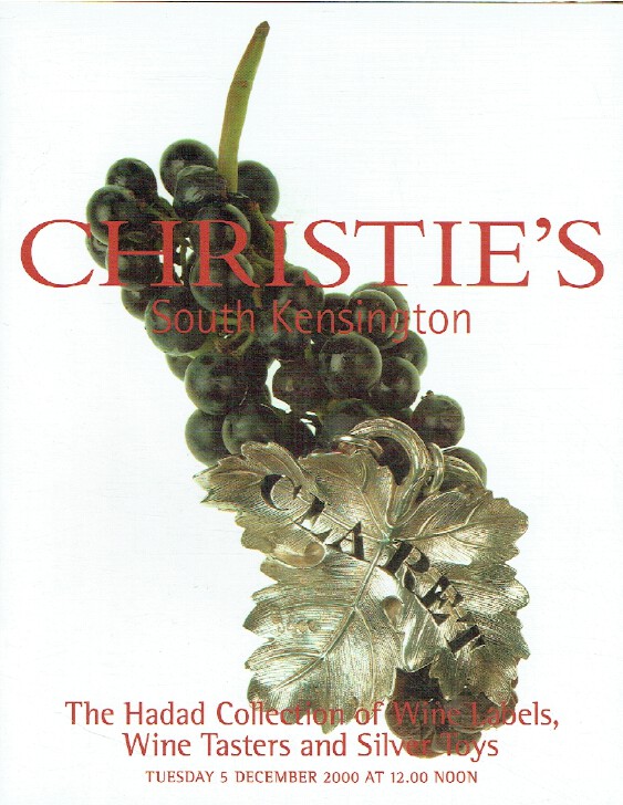 Christies December 2000 Hadad Collection of Wine Labels etc.,(Digital Only)