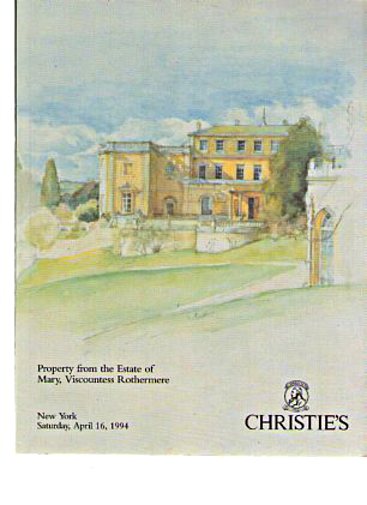 Christies April 1994 Estate of Mary, Viscountess Rothermere (Digital Only)