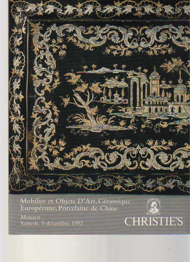 Christies December 1992 French Furniture, Obects of Art, Ceramics (Digital Only)