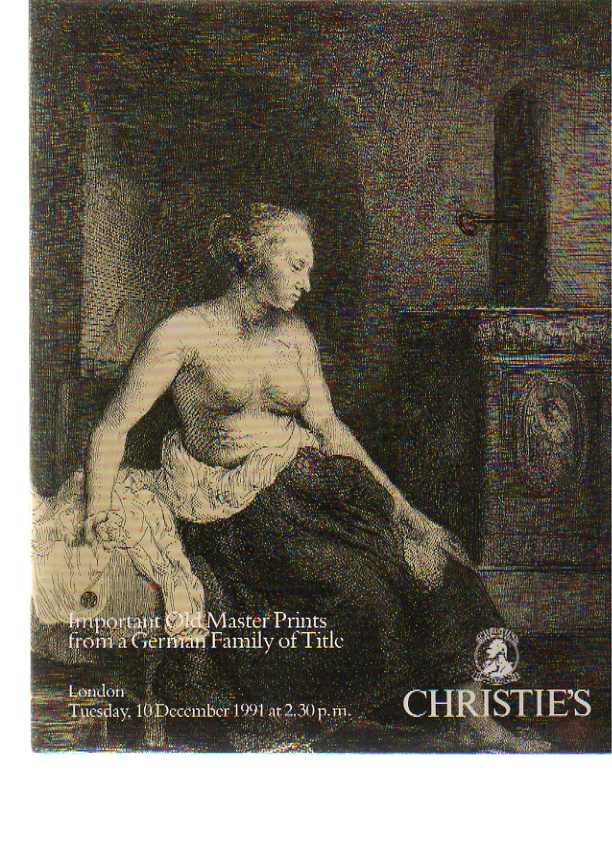 Christies December 1991 Important Old Master Prints prat-I (Digital Only)