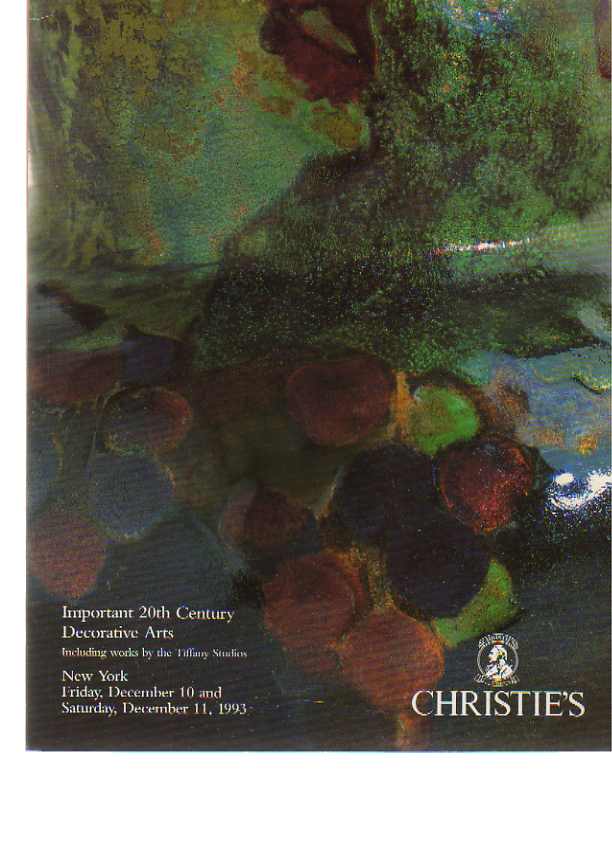 Christies December 1993 Important 20th Century Decorative (Digital Only)