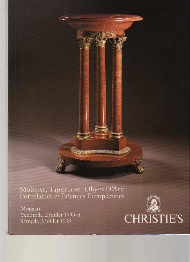 Christies July 1993 Furniture, Tapestries, Works of Art (Digital Only)