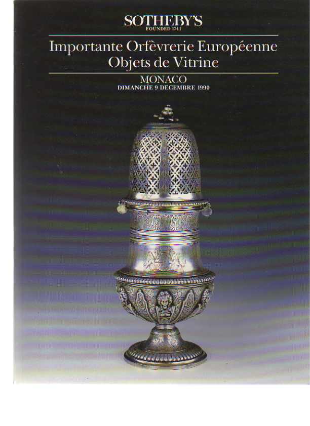 Sothebys December 1990 Important European Silver, Objects of Vert (Digital Only