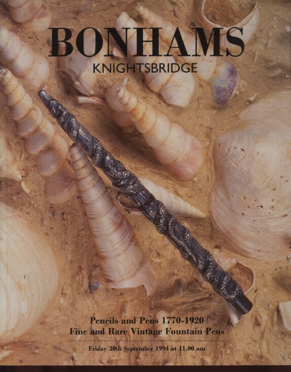 Bonhams September 1994 Pencils and Pens 1770-1920, Fine and Rare (Digital Only)